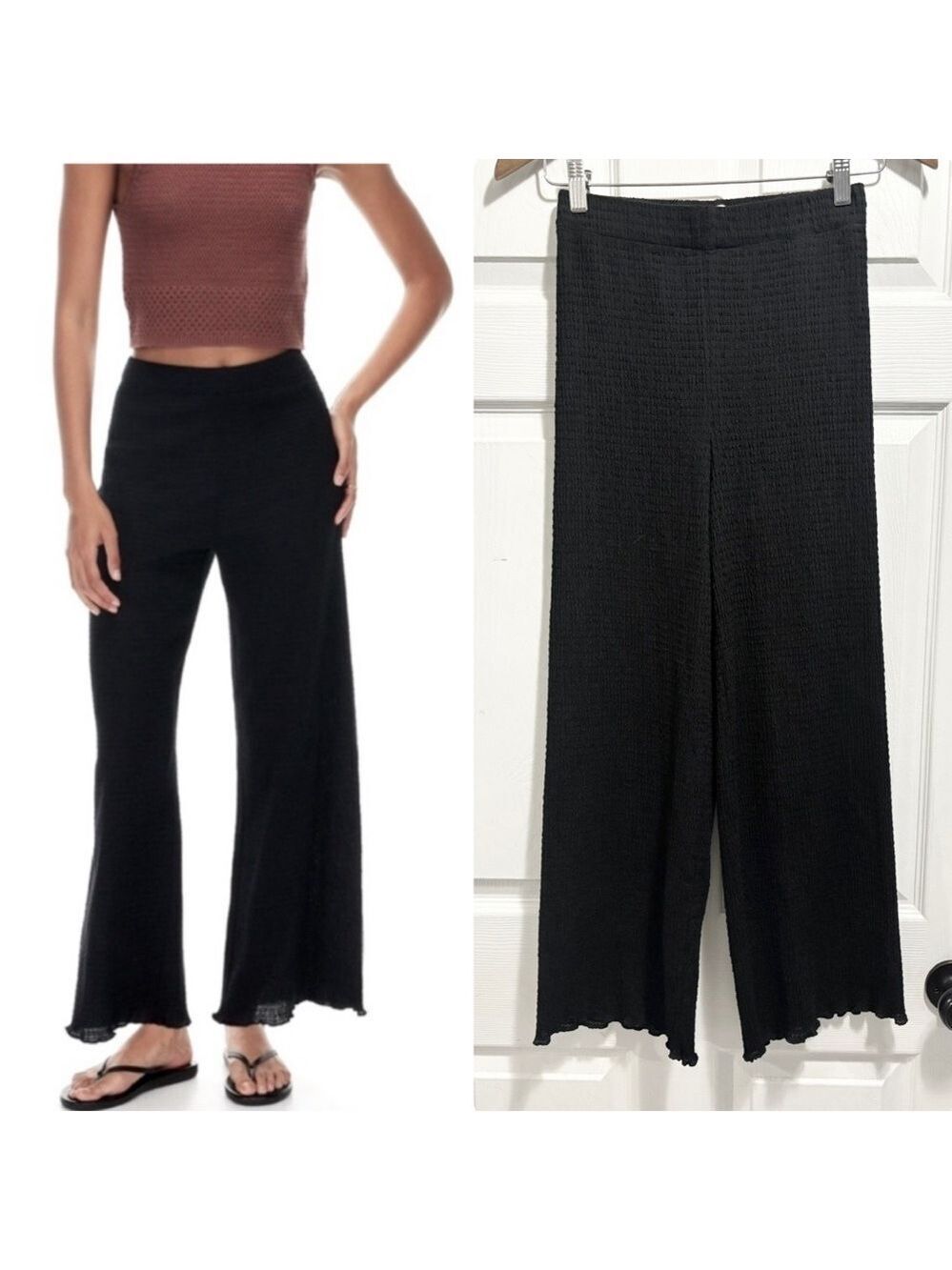 Wilfred Verona Pant Seersucker Aritzia pull-on High-Waisted Pants Black Size XS
